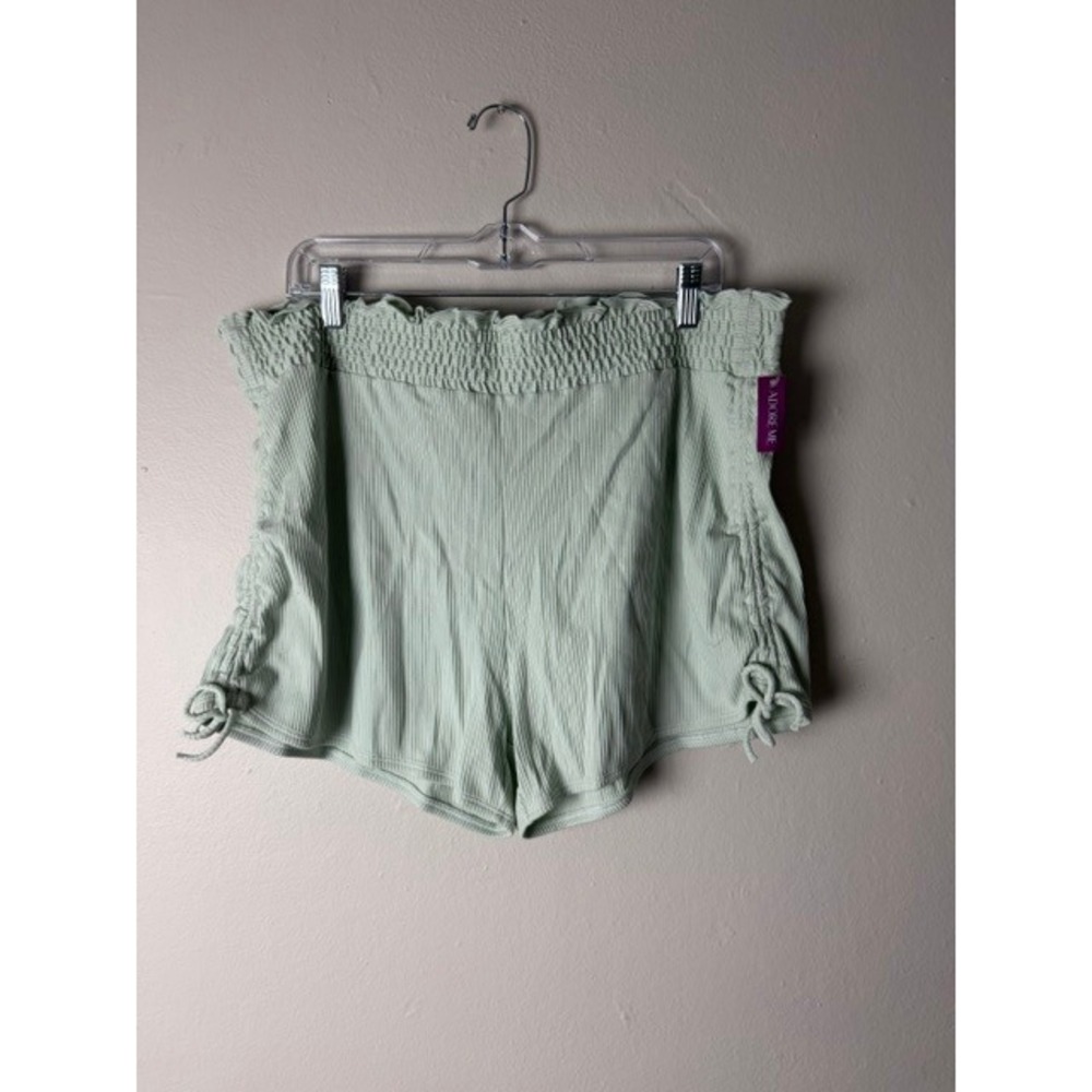 Adore Me Sage Green Ribbed Smocked Waist Pajama Sleep Shorts XL NWT